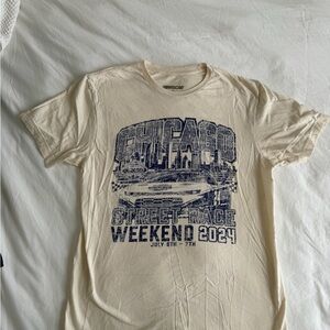 Nascar Cream Tee with Navy Chicago Race Graphic